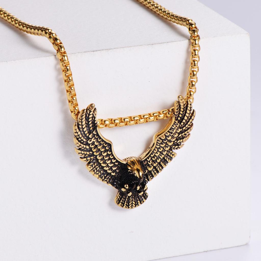 Direct Supply Titanium Steel Eagle Pendant Punk Necklace Retro Trendy Men Stainless Steel Casting Eagle Pendant Pendant