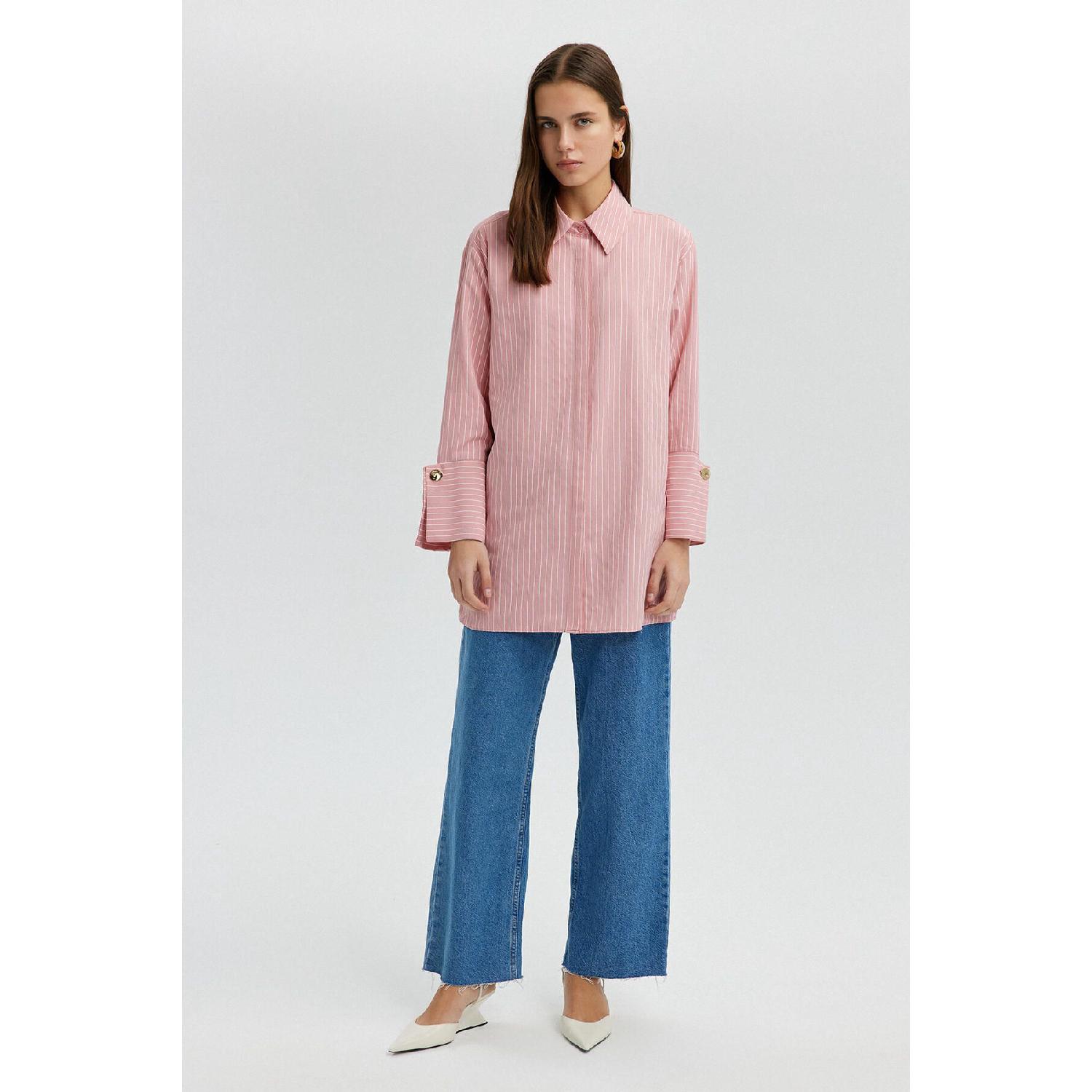 

Wide Cuff Striped Shirt 36 розовый