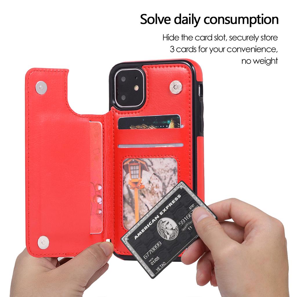 PU Leather Antifall Phone Back Cover Case For iPhone 11 6.1 Inch White