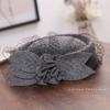 French Temperament Elegant Mesh Flower Top Hat High Quality Felt Hat Women Winter Hepburn Style Stewardess Hat