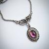 Victorian Gothic Vampire Bat and Purple Crystal Pendant Necklace