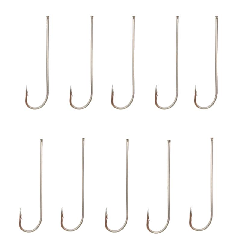 

Длинная ручка тонкий морской крючок с отверстием морской рыболовный крючок с круглой удлиненной прямой ручкой крючок для ловли живой наживки с лодки 10pcs серебряный