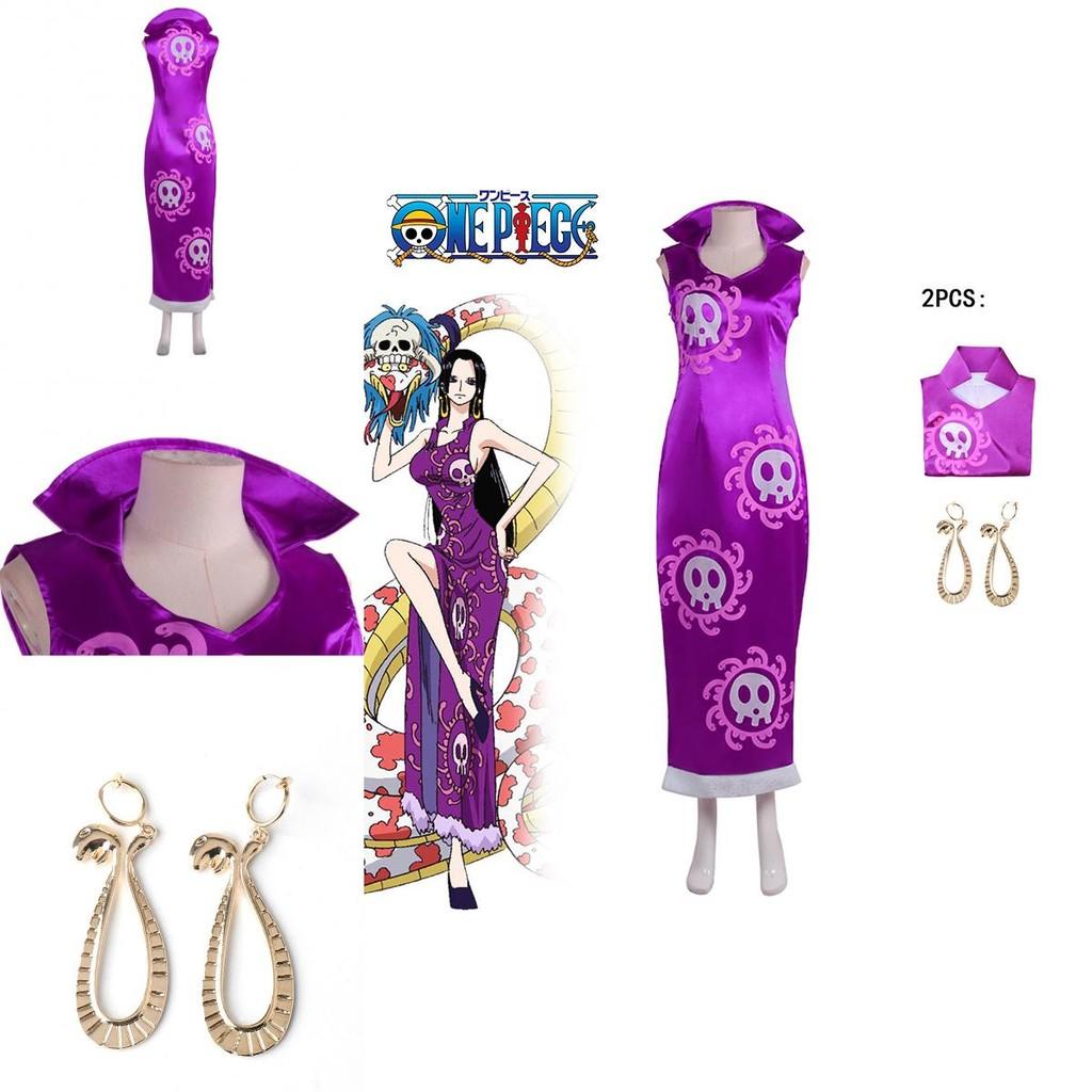 Costume Cosplay Boa Hancock di One Piece in Tessuto Raso per Festa di Halloween