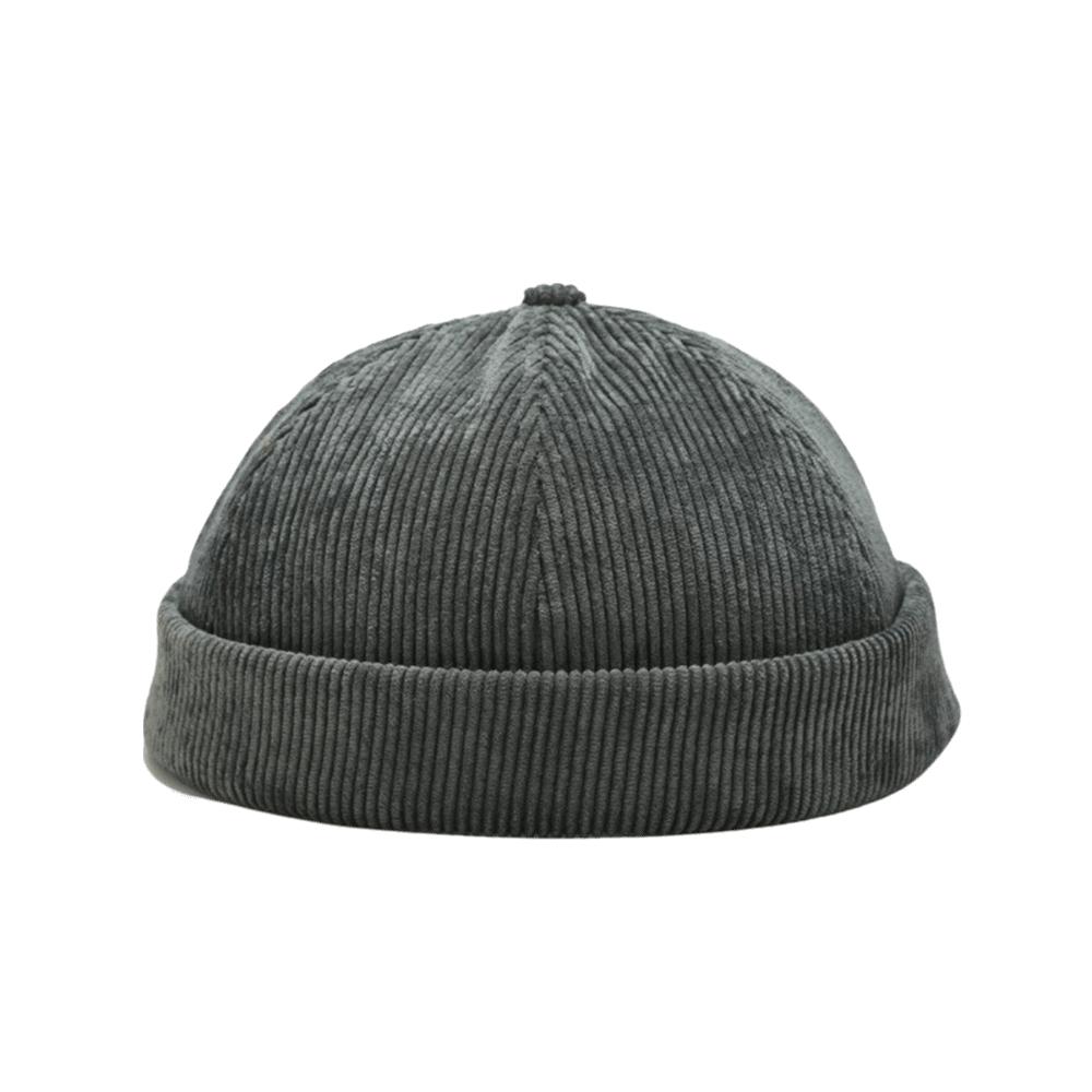 Solid Color Dome Melon Cap Adjustable Hip Hop Hat Vintage Corduroy Brimless Hat  Boys зелёный