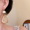 Round Rattan Weave Earrings Wood Geometric Earrings Temperament Bohemian Drop Earrings  Party