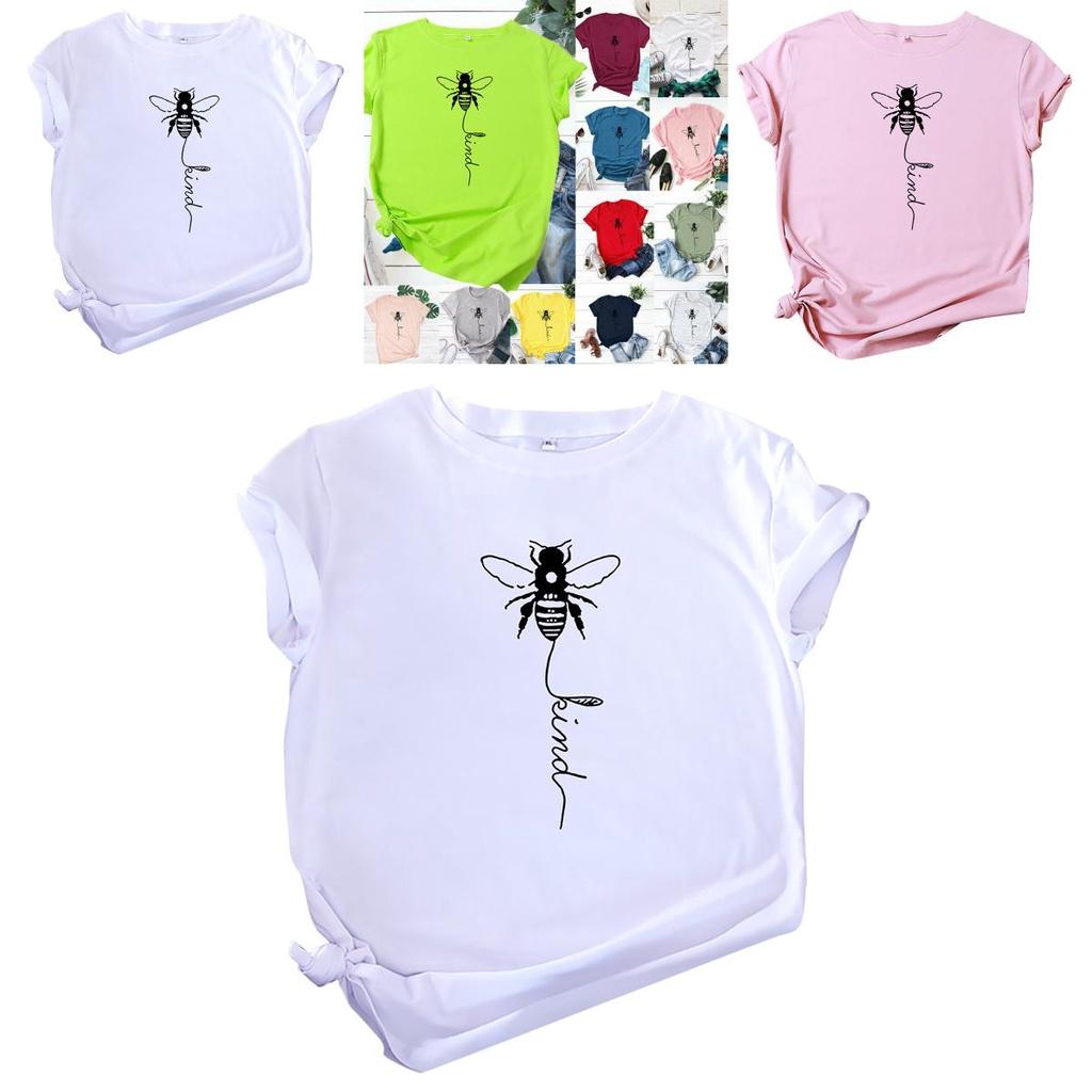 Women's Bee Printed Crew Neck T-shirts Featuring Soft Cotton Fabric For Comfort