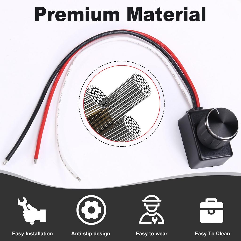 Avrpqiwy Universal 12/24V Low Voltage PMM LED Dimmer Switch with Metal Knob, LED RV Light, Indoor Ceiling Light, Vehicle Truck