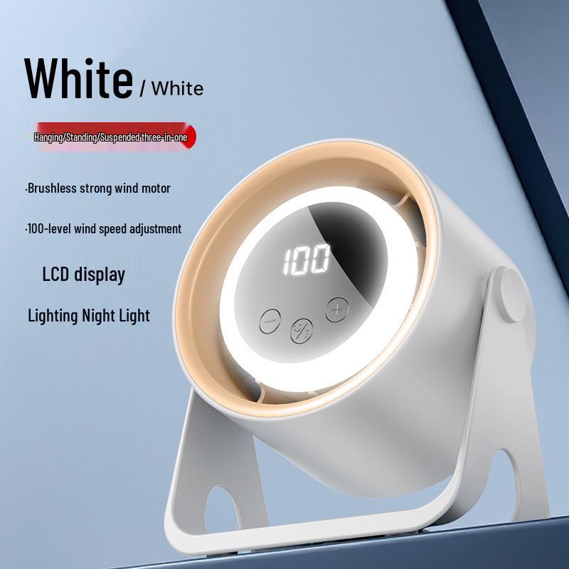 

USB Rechargeable Desktop & Table Fan with Digital Display - Silent for Dormitory & Office Use 4th Gen Upgraded, Dual-use Lighting, 100 Levels