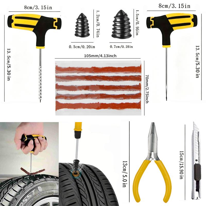 2026-HOT Car Tire Repair Kit Puncture Plug Tools Tyre Puncture Emergency for Tire Strips Stirring Glue Repair Tool Kit Valve Stems 1