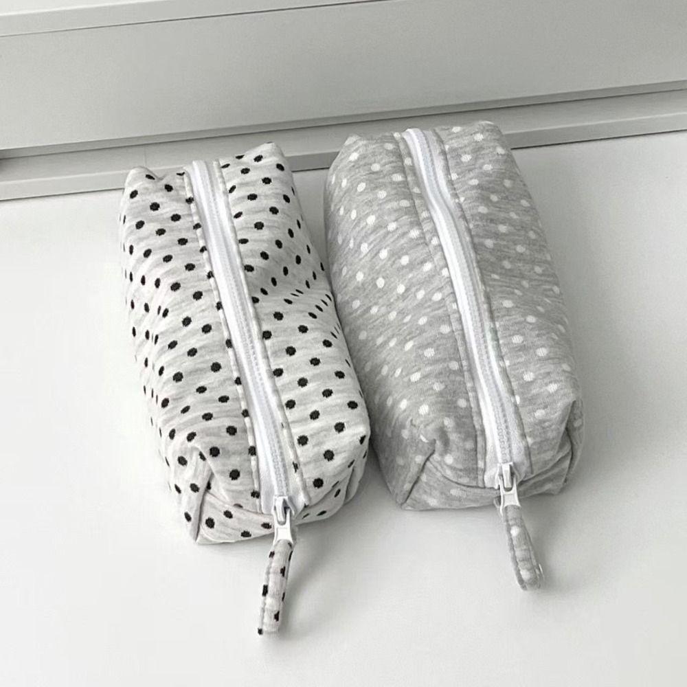 INS Polka Dot Design Pencil Case Large-capacity Soft Touch Stationery Pouch Pen Bag Students