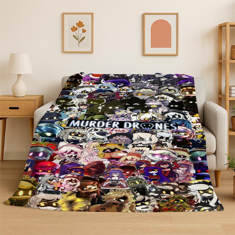 Cartoon Murder Drones Uzi V Robot Flannel Blanket Soft Warm Throw Blanket for Bedroom Living Room Bed Travel Camping Picnic 75x90cm