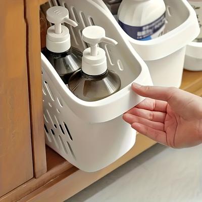 1pc Kitchen and Bathroom Sinks Cabinets Storage Boxes Toilet Sink Shelves with Pulley Storage Baskets