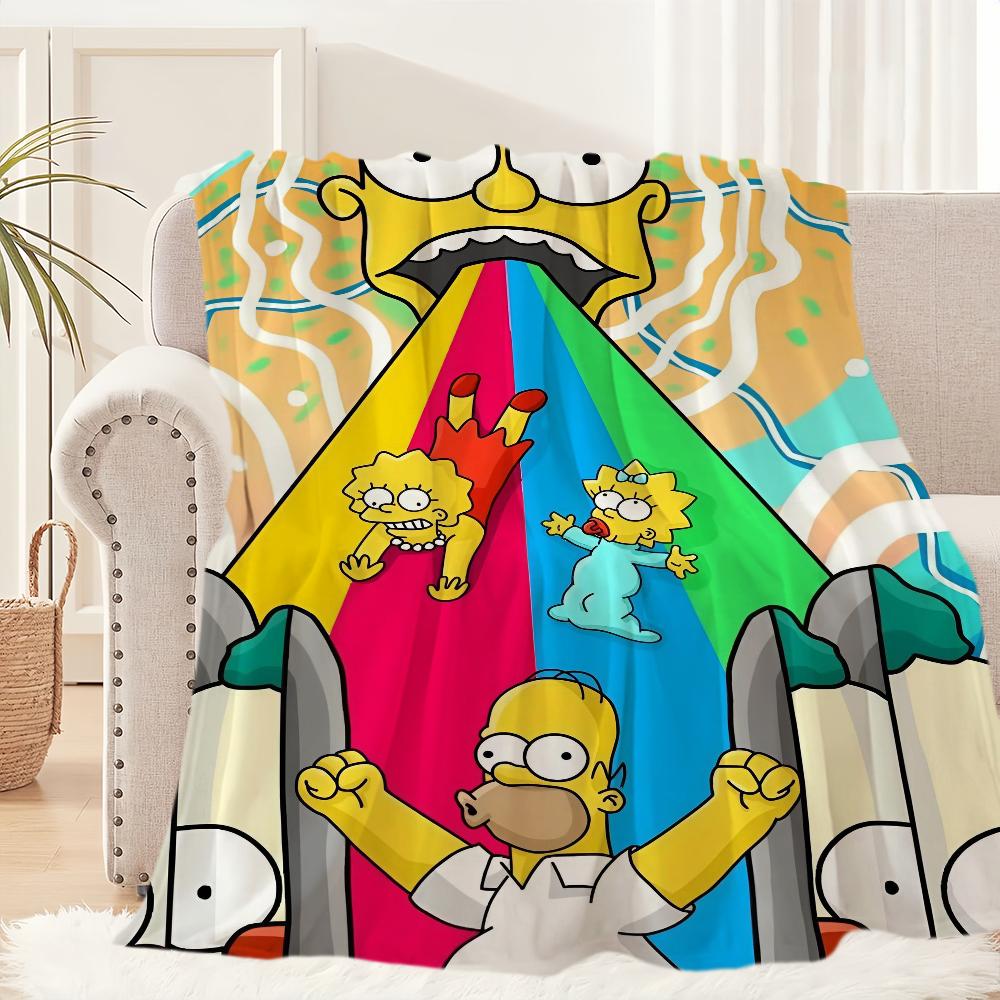 Funny Cartoon T-The S-Simpsonss Blanket Blanket for Couch Sofa Travel Home Hiking Picni Bed Beding Flannel Blanket Birthday Gift