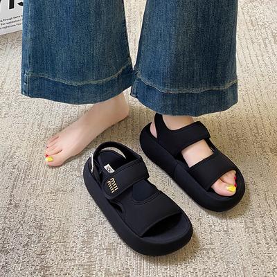 Velcro Thick-soled Heightening Sports Sandals Women's 2025 Summer New Models Step On Shit Feeling with Skirt Beach Sandals