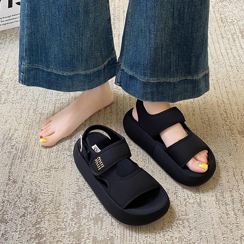 Velcro Thick-soled Heightening Sports Sandals Women's 2025 Summer New Models Step On Shit Feeling with Skirt Beach Sandals