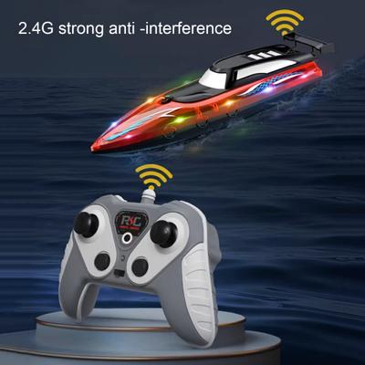 1 Set Remote Control Boat Waterproof Electric RC Boat Toy with Colorful LED