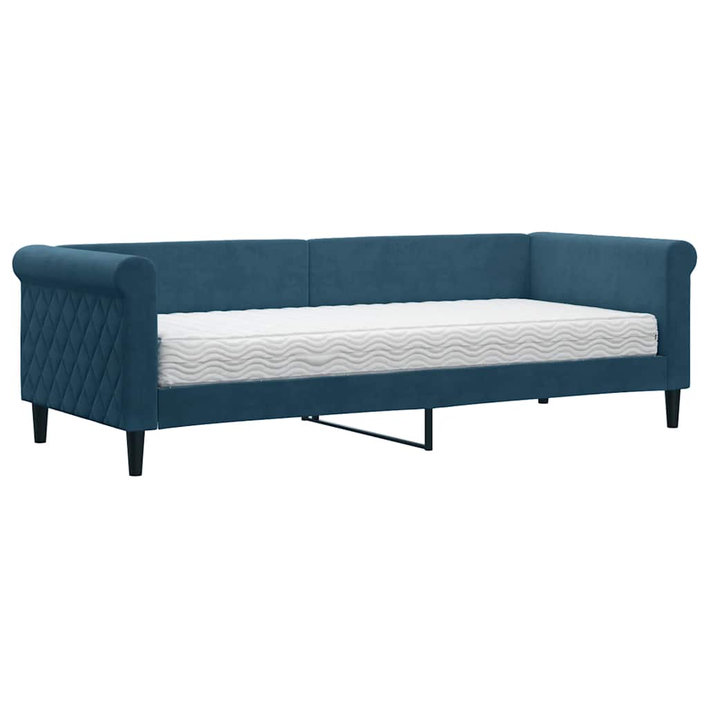 Vidaxl Sofa Z Materacem Do Spania, Niebieska, 80X200 Cm, Aksamit