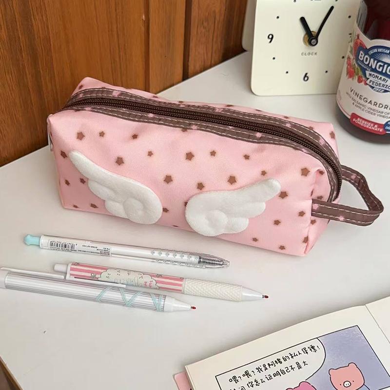 Cute Angel Wings Pencil Bag School Students Large Capacity Pen Case