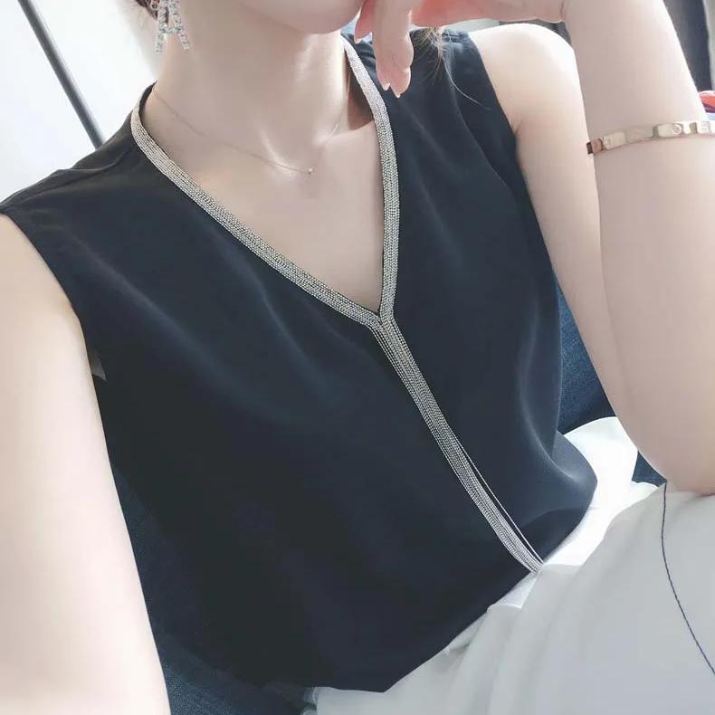 

WTEMPO Элегантные сексуальные однотонные рубашки с кисточками и цепочкой, весна-лето, свободные жилеты без рукавов, повседневные шифоновые майки XXL чёрный