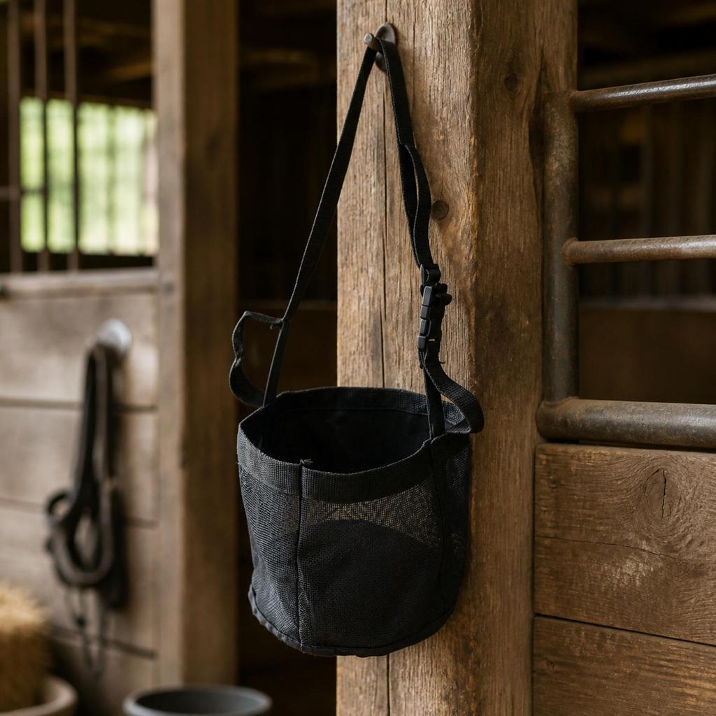 Bolsa de heno para caballos con correa ajustable Alimentador lento de malla Resistente