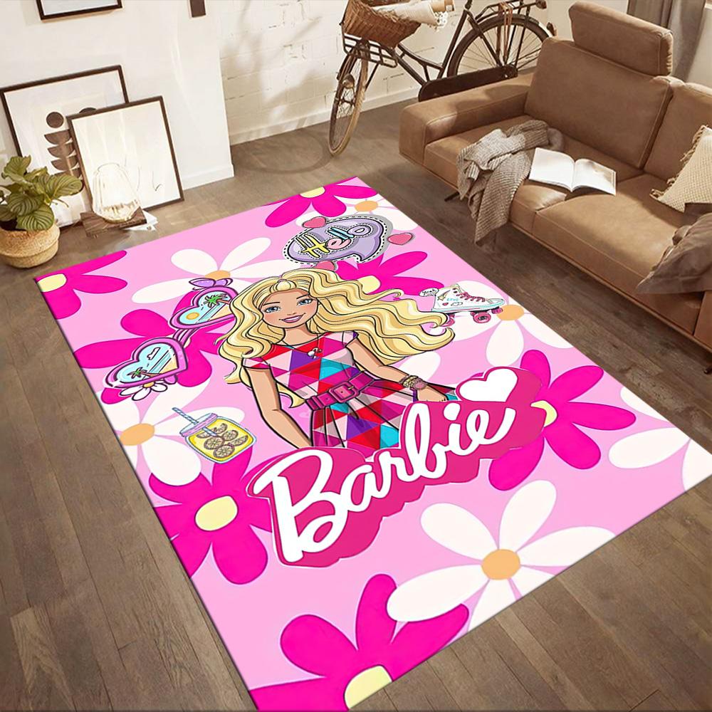 Barbie Glittery Pink World Square rugs are a great choice for living rooms, bedrooms, home décor, and as gifts.