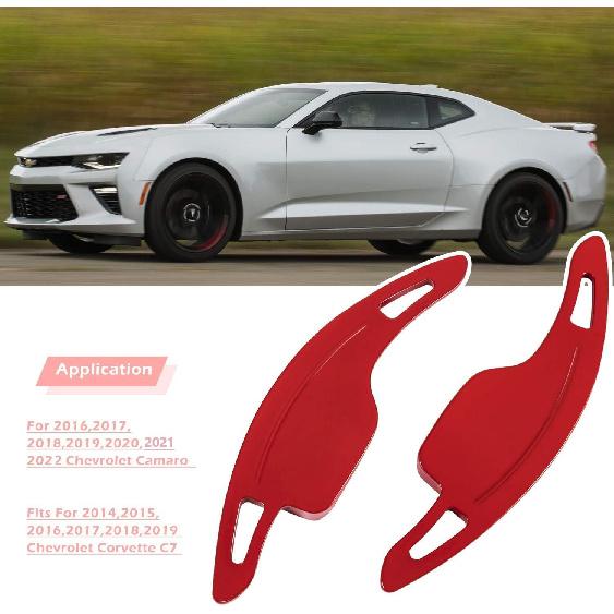 Red Aluminum Steering Paddle Shifter Extension Cover Trim Interior Accessories For Chevrolet Camaro 2016-, 2014- Chevrolet Corvette C7