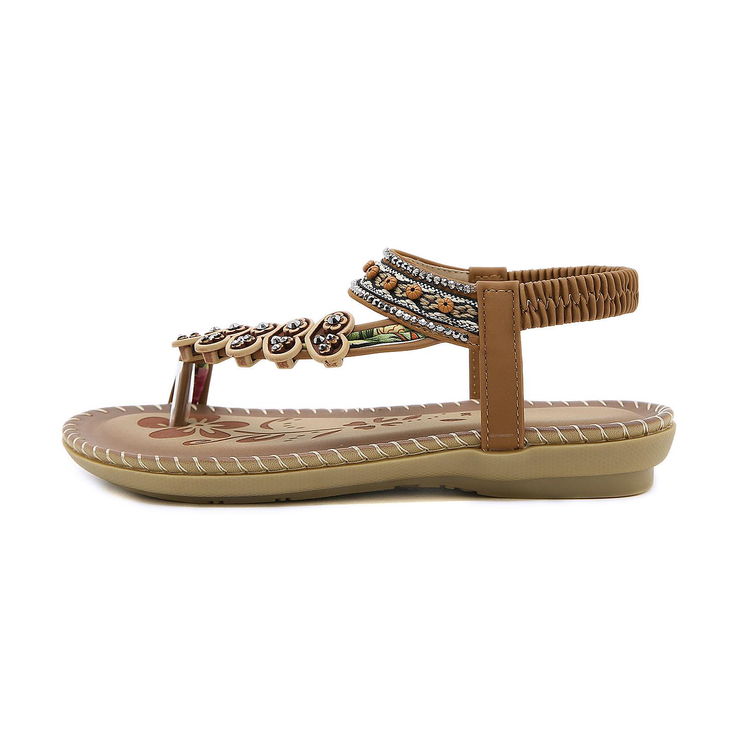 

Fashion Plus Size 35-43 Shoes for Women Summer Women Sandals Rhinestone Open Toe Fashion Solid Color Beach Sandalias Non-slip Shoes 43 коричневый