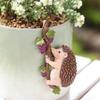 Exquisites Resin Craft Hedgehog Ornament Flower Pot Hanging Sculpture Suitable For Porch And Indoor Plant Display