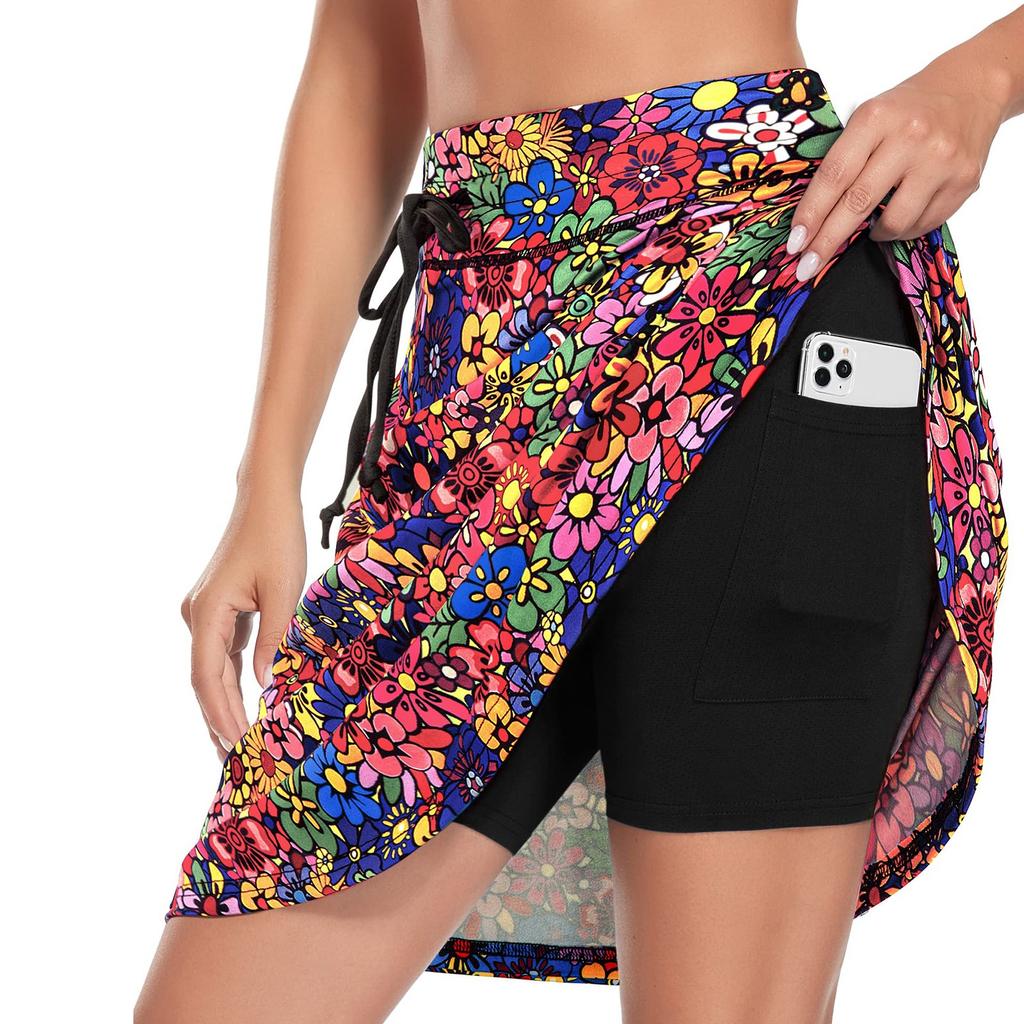 Women's Knee-Length Skirt Tennis Golf Casual Sports Skirt With Pockets