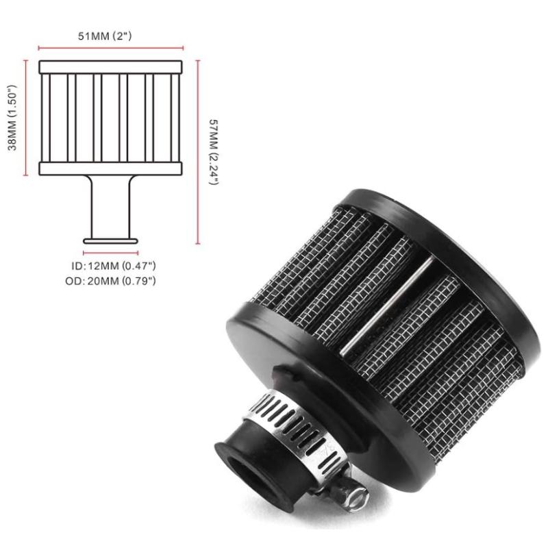 6 colori 12mm Filtro Aria Mini - Filtro Aspirazione Aria Fredda Universale Sfiato Turbo Sfiato Filtro Aria Per Auto e Moto