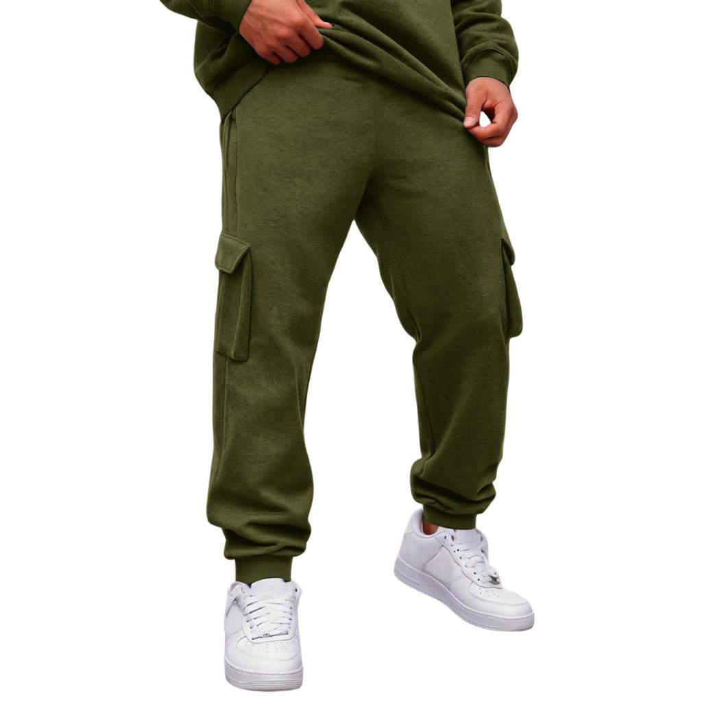 Herren Cargojogginghose mit 4 Taschen, Elastischer Bund mit Kordelzug, Lockere Passform, Verjüngtes Bein, Lässige Arbeitshose