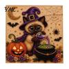DIY Decorative Wall Hanging Halloween Cat Faux Pearl Painting Art Kit, Spooky 3D Beads Crafting Kits for Beginners Crafts, Cute Witch Gem Adults,