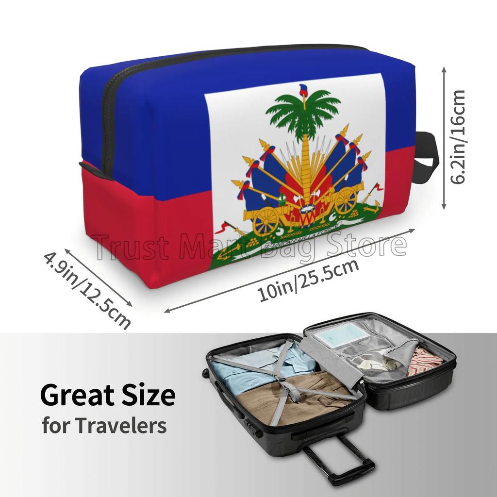 Haitian Flag Print Makeup Bag Cosmetic Bag for Women Large Capacity Make Up Organizer Portable Travel Toiletry Bags Accessories