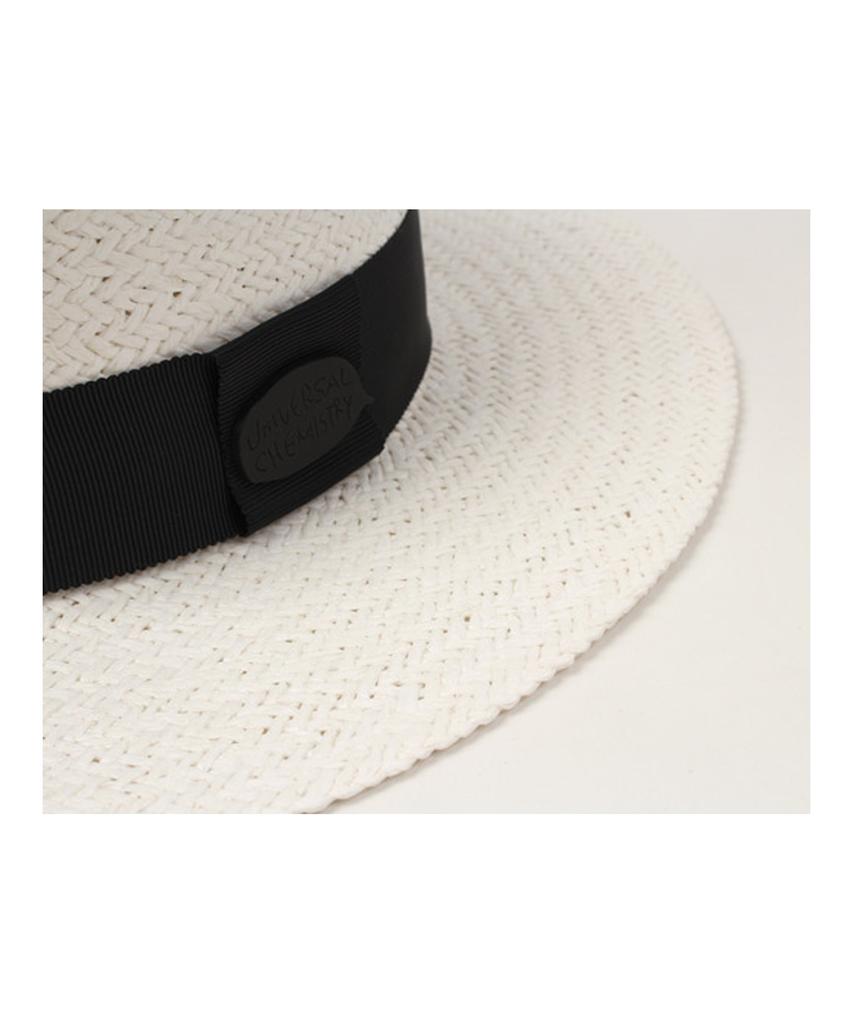 Black Metal White Flat Panama Hat