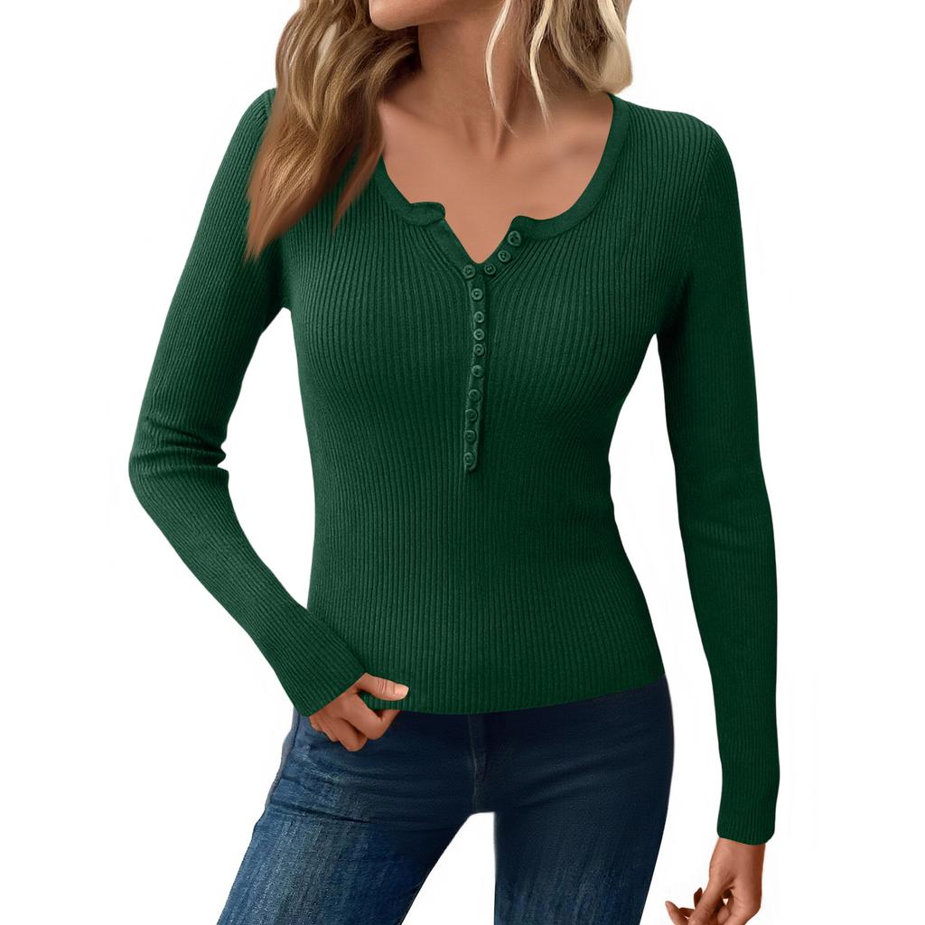 Women Fashion Solid Color Undershirt Long Sleeves Sweater T-shirt Tops