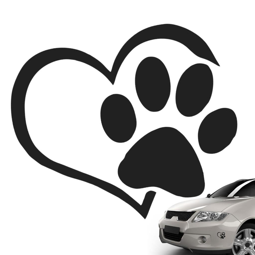 Dog Paw Waterproof Car Sticker Cute Dog Cat Paw Paw Sticker Heart Car Window