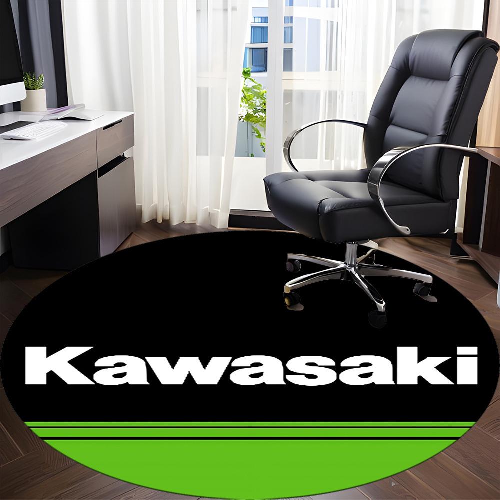 1PC Kawasaki Office Round Rug, Non-slip, Soft and Durable Office Rug for Interior Decoration, Perfect for Office, Beautiful Decoration