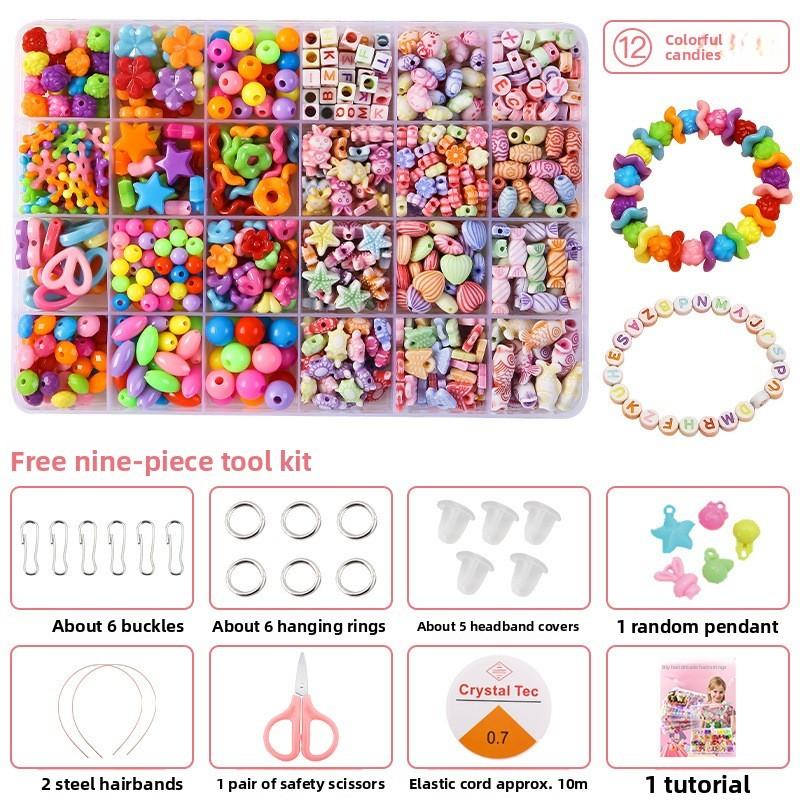 Children Bead Crafting Set Colorful Plastic Materials Handmade Accessories Gift