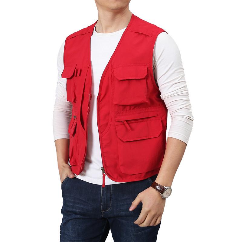 Men's Quick-Drying Multi-Pocket Vest for Outdoor, Plus Size, V-Neck, Perfect for Spring, Autumn, and Fishing