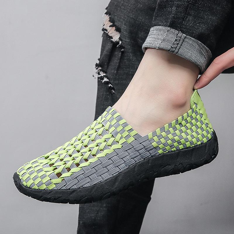 

Универсальная плетеная мужская обувь низкие легкие плетеные вручную туфли мужская повседневная модная обувь обувь без шнурков на одной педали 44