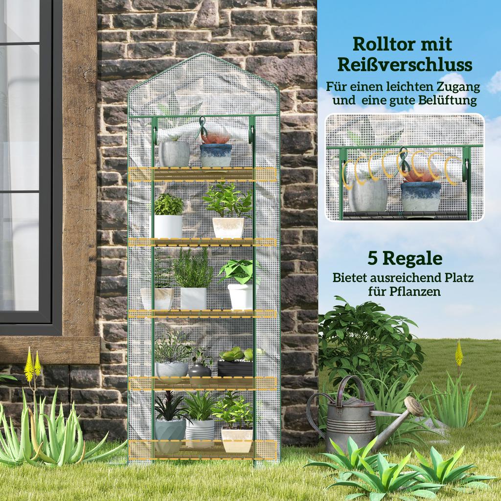 193cm Five Shelf Mini Greenhouse - White