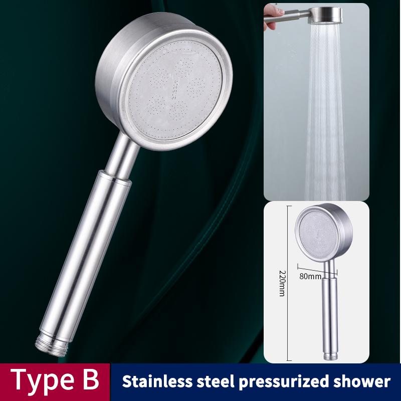 304 stainless steel pressurized shower head Handheld Water-Saving Bath Head Stainless Steel Panel High Pressure Shower With Head