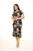Damen Große Größen Kleid Schwarz Plus Size Gemustertes Kleid 8E-1744