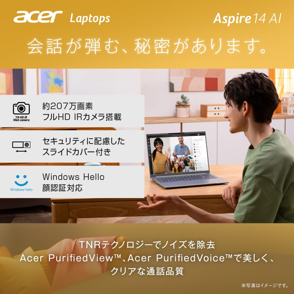 Acer Aspire 14 AI WUXGA Matte AMD Ryzen AI 5 120Hz IPS 16GB 512GB Aluminum Battery Sliding WiFi Japanese Keyboard Monitor, 14-inch, 1610 IPS, 340,