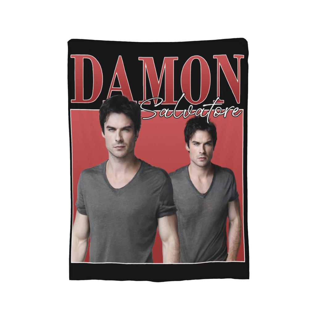 Damon Salvatore Vampire Diares Blankets Flannel Textile Decor  Multi-function Warm Throw Blanket for Bed Travel Plush Thin Quilt