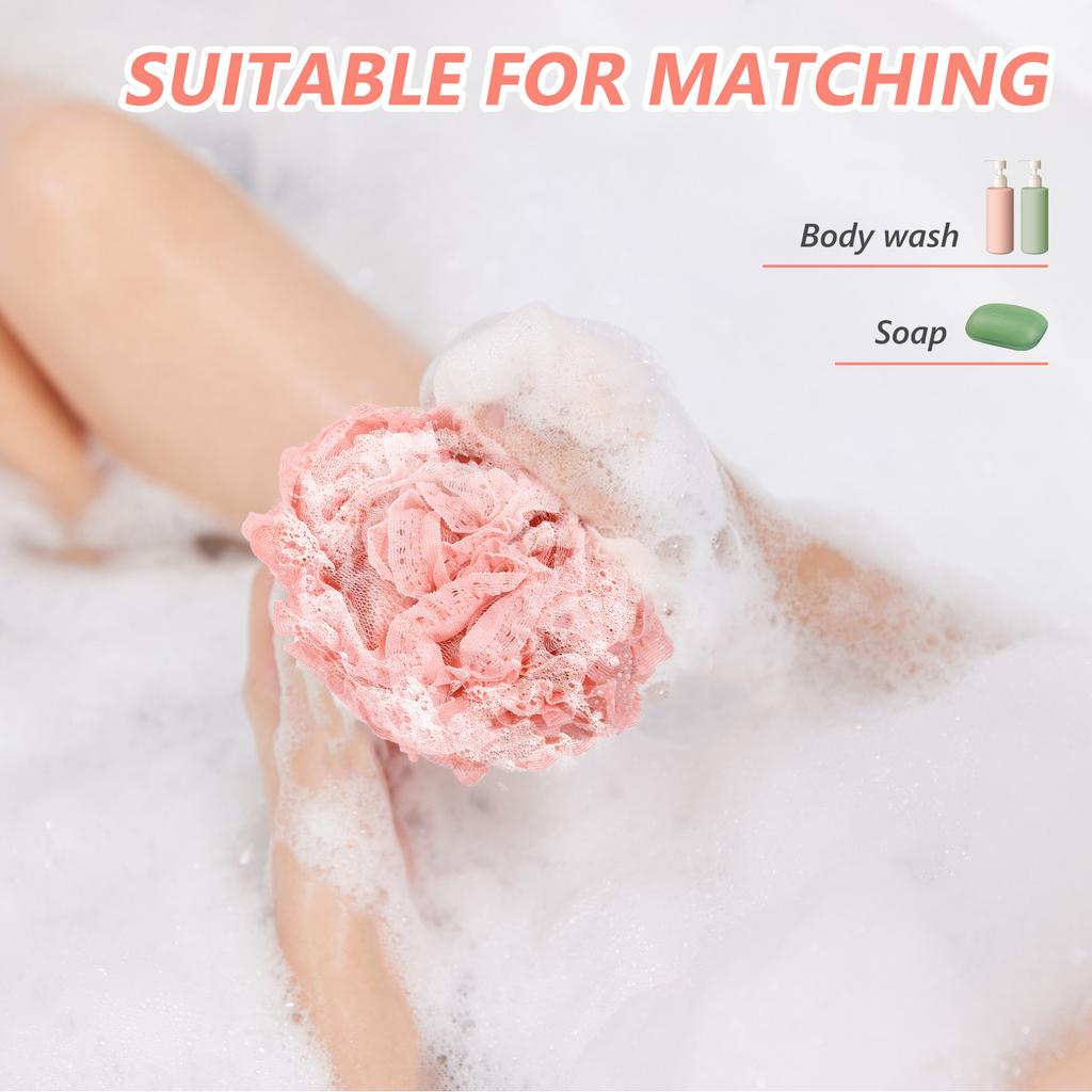 Sky-Blue Mesh Bath Ball Shower Ball for Exfoliating Cleansing Soothing Skin Gentle Lathering Hanging Back Scrubber Body
