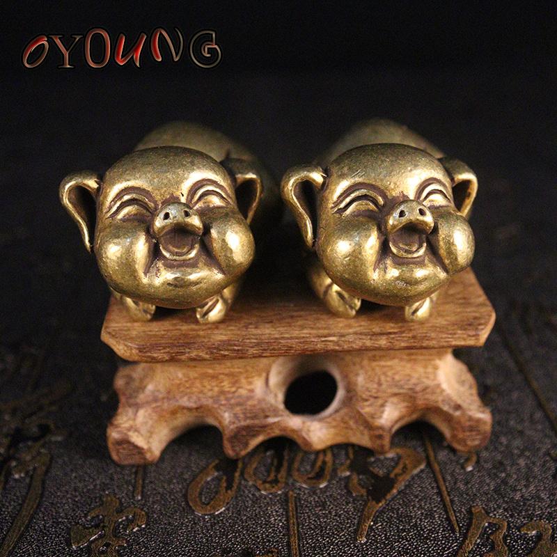 Solid Copper Pig Small Statue Ornaments Lucky Animal Home Decor For Living Room Antique Brass Figurine Office Desk Car Decoratin