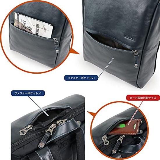 Zaino Business Elegante Doppio Uomo, Piccolo, Vera Pelle, Formato A4, VYA-1526, Cammello
