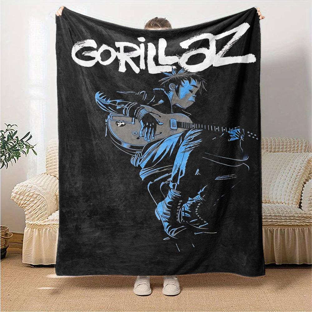 1pc Gorillaz, Cartoon Throw Blanket Soft Flannel, Cozy All Season Polyester Perfect for Home, Office