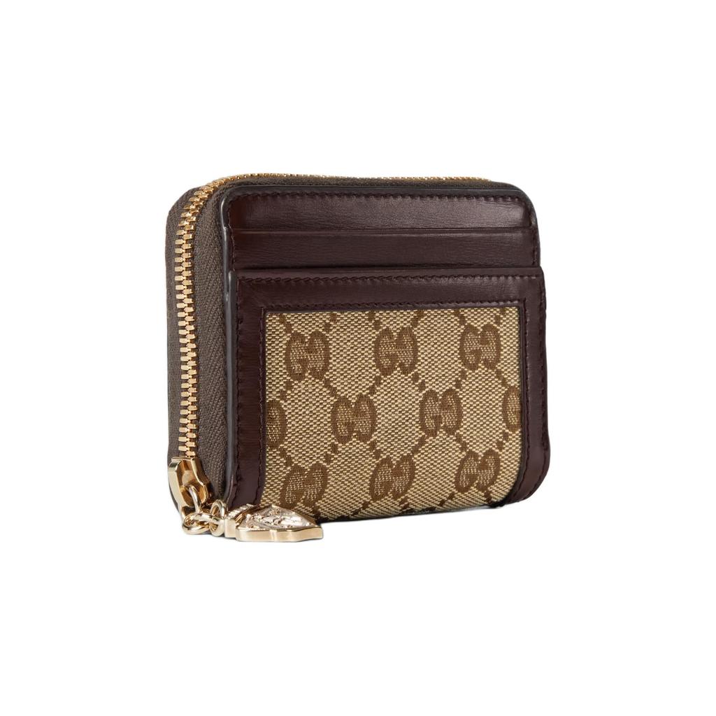 Gucci Carteira Mini Feminina de Lona com Couro Marrom 790037-FADHW-9742
